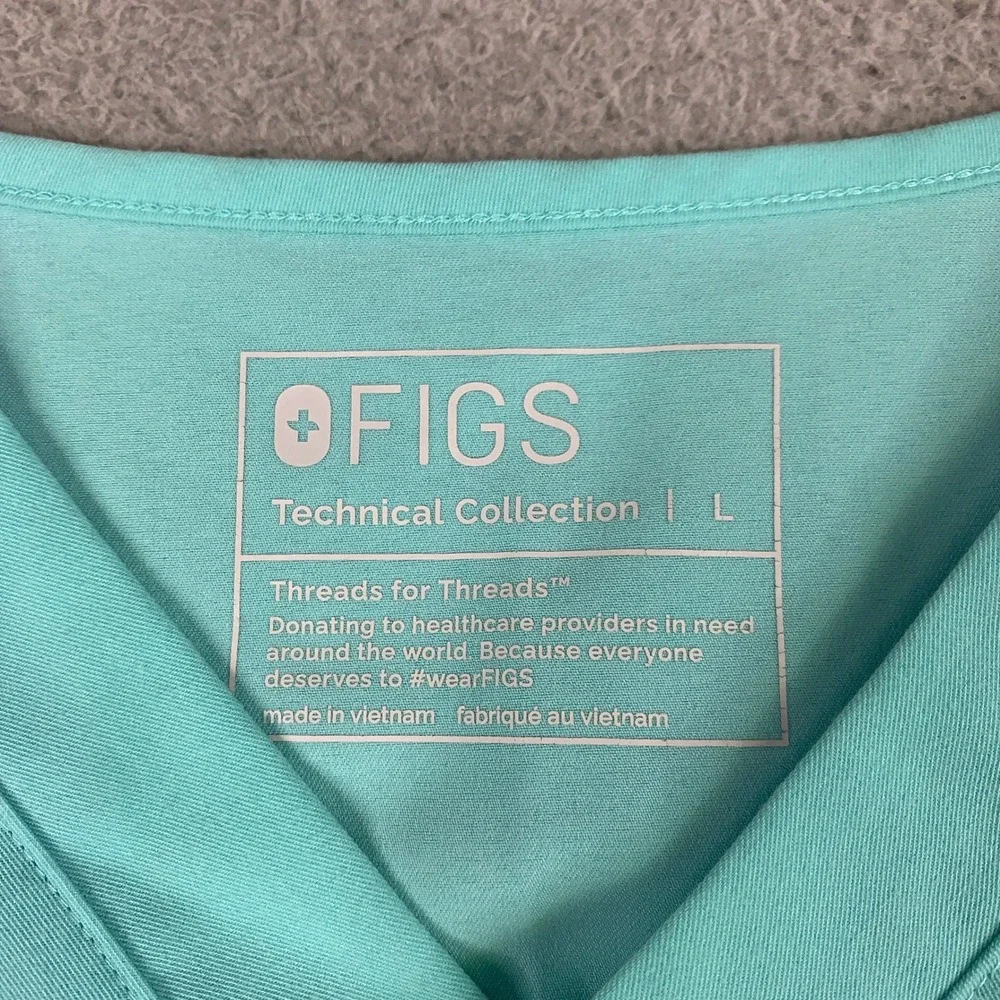 FIGS Scrub Set Men's Large L Leon Top & Cairo Pants Teal V-Neck Cargo Uniform